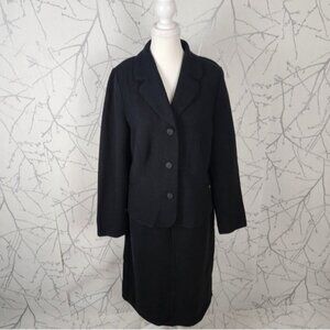 Geiger VTG Black Boiled Wool Blazer Skirt Suit Set
